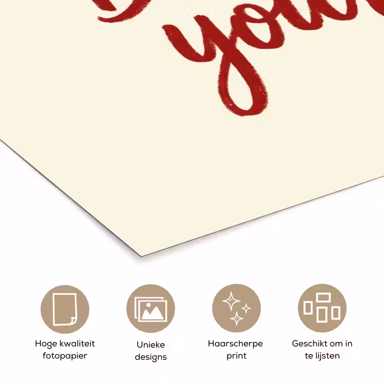 Don't lose your fire - Rood - Wit - Minimalistisch poster papier klein -closeup_NL