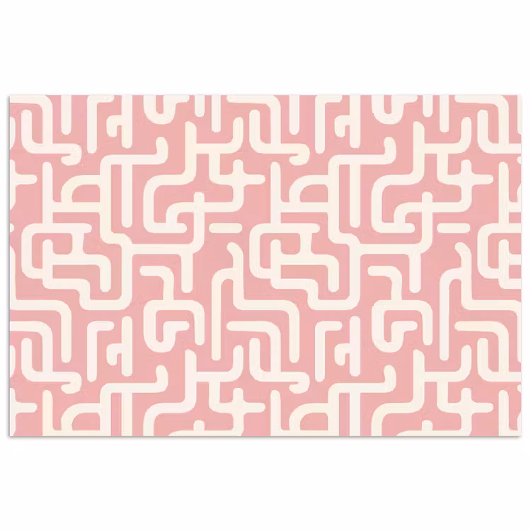 Doolhofpatroon - Roze - Wit - Abstract poster papier klein 62 -3d