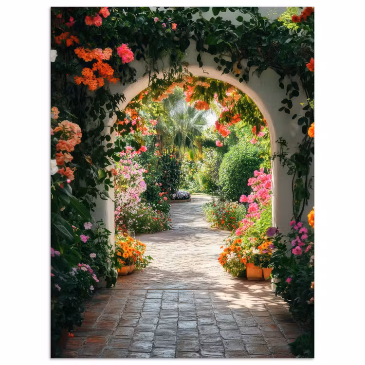 Doorkijk - Bloemen - Natuur - Bloementuin poster papier klein -3d