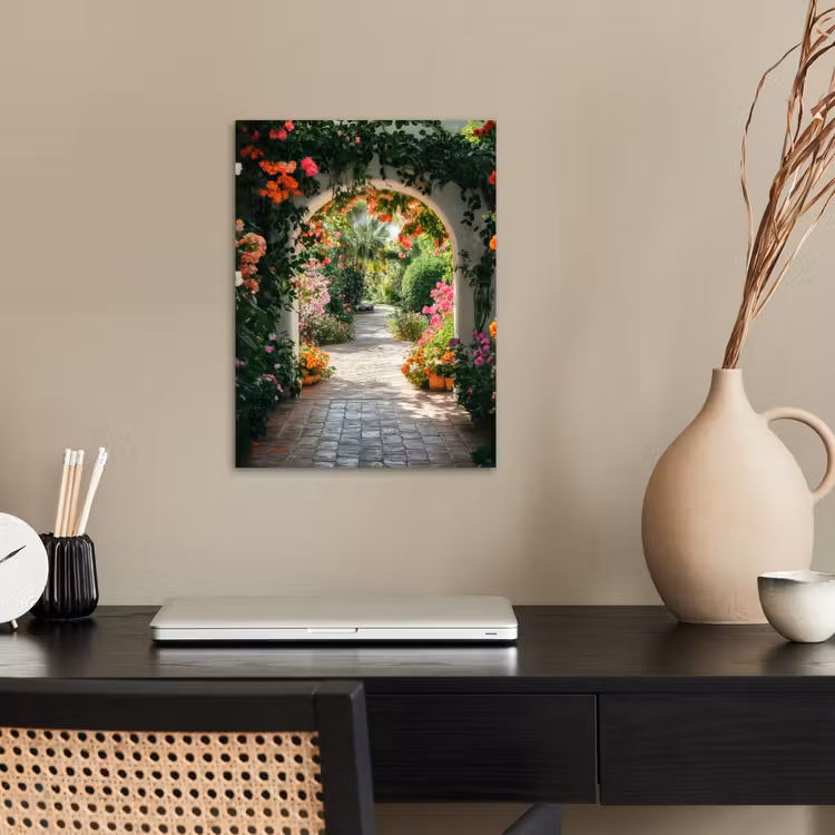 Doorkijk - Bloemen - Natuur - Bloementuin poster papier klein -sfeer1