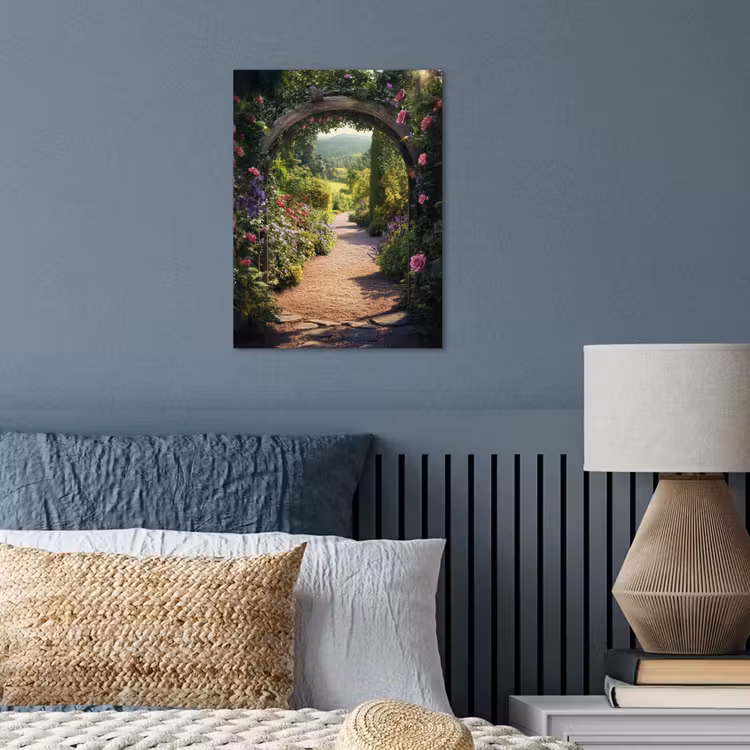 Doorkijk - Bloemen - Natuur - Rozenboog poster papier klein -sfeer2