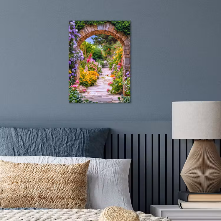 Doorkijk - Bloemen - Pad - Natuur poster papier klein -sfeer2