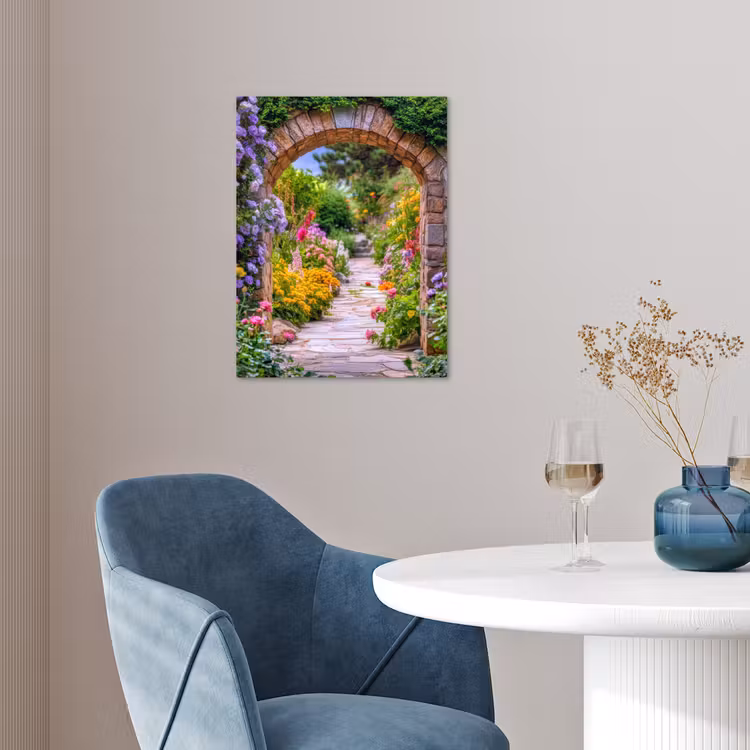 Doorkijk - Bloemen - Pad - Natuur poster papier klein -sfeer3
