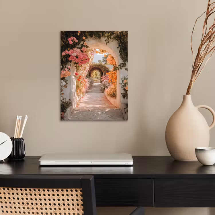 Doorkijk - Boog - Bloemen - Pastel poster papier klein -sfeer1