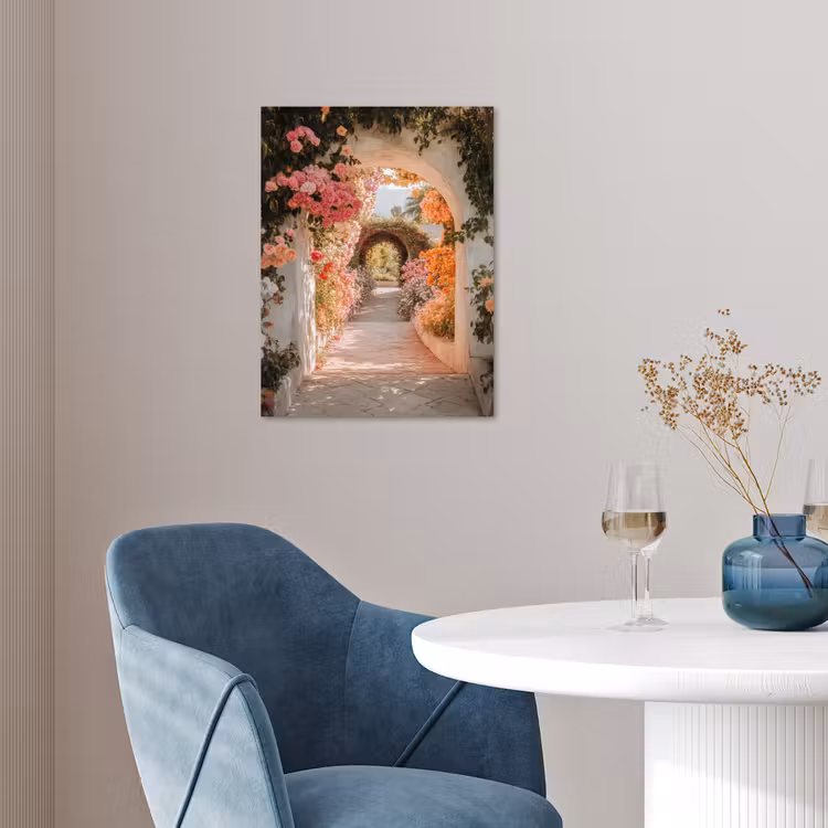 Doorkijk - Boog - Bloemen - Pastel poster papier klein -sfeer3