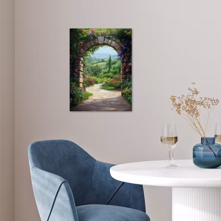 Doorkijk - Landschap - Bloemen - Pad - Uitzicht poster papier klein -sfeer3