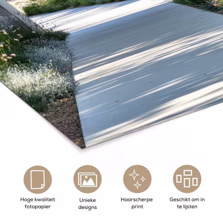 Doorkijk - Pad - Beton - Landschap poster papier klein -closeup_NL