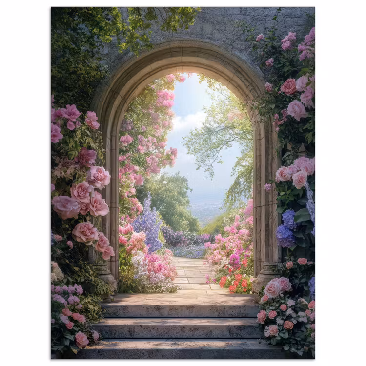 Doorkijk - Rozen - Vintage - Bloemen poster papier klein -3d
