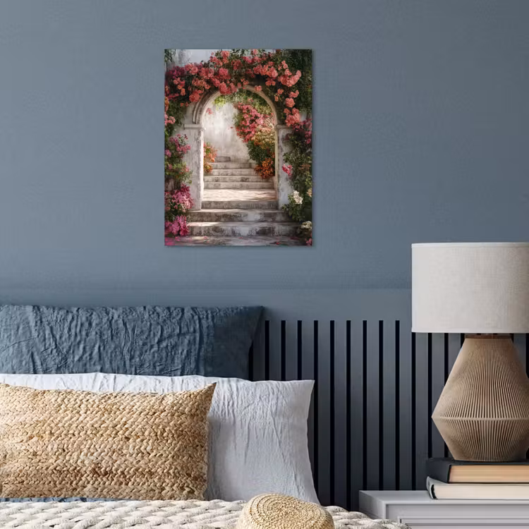 Doorkijk - Rozen - Vintage - Poort poster papier klein -sfeer2