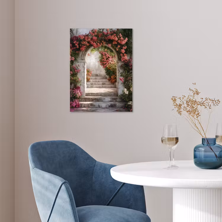 Doorkijk - Rozen - Vintage - Poort poster papier klein -sfeer3