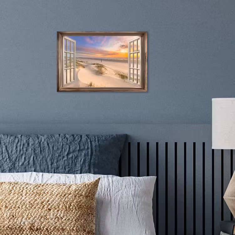 Doorkijk - Strand - Duinen - Natuur - Landschap poster papier klein -sfeer2