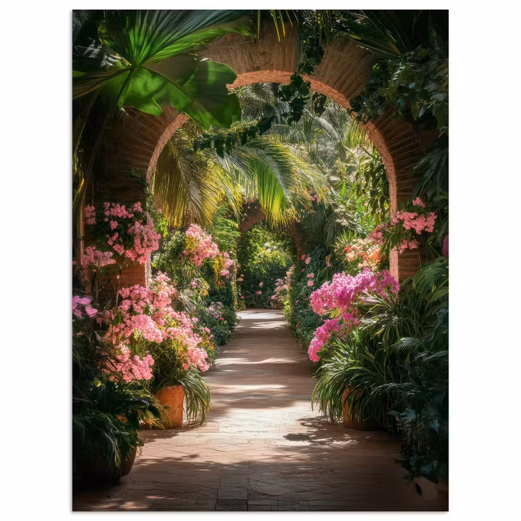 Doorkijk - Tropisch - Bloemen - Natuur poster papier klein -3d