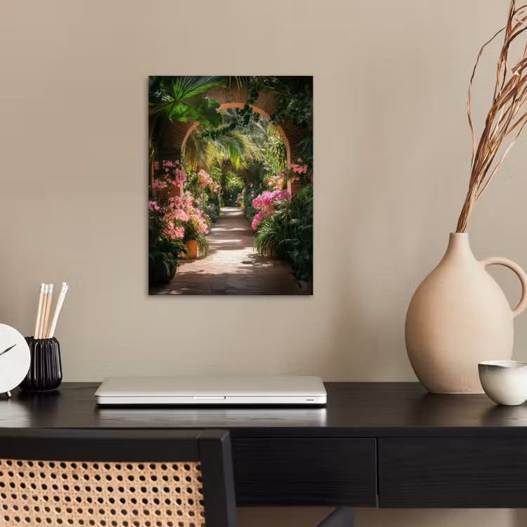 Doorkijk - Tropisch - Bloemen - Natuur poster papier klein -sfeer1