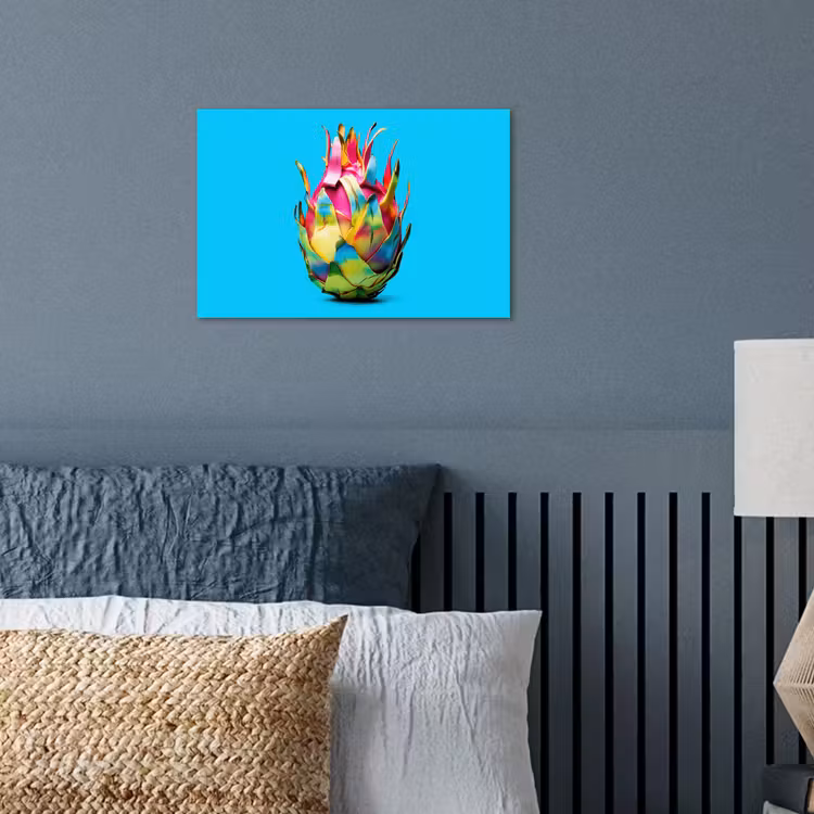 Drakenfruit - Blauw - Levendig poster papier klein -sfeer2