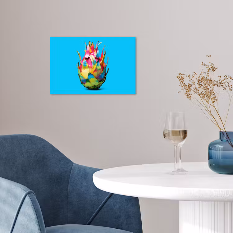 Drakenfruit - Blauw - Levendig poster papier klein -sfeer3