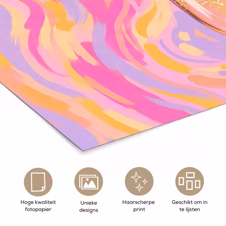Drank - Inschenken - Feest - Abstract - Roze poster papier klein -closeup_NL