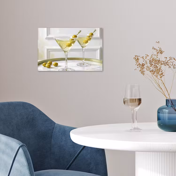 Drank - Martini - Olijven - Modern - Wit poster papier klein -sfeer3