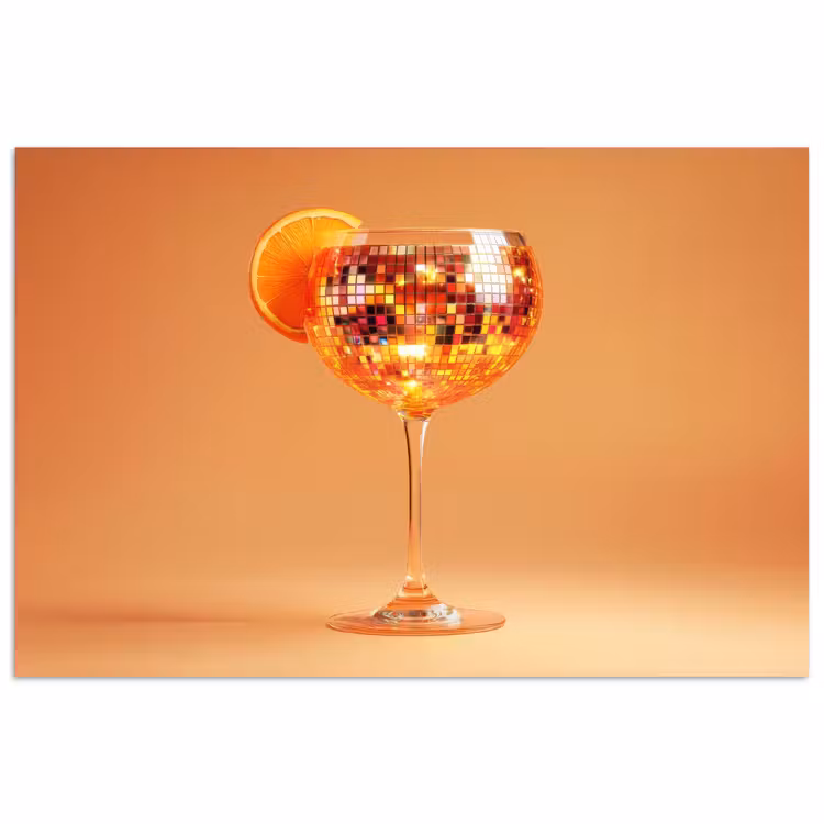 Drank - Oranje - Glitter - Disco poster papier klein -3d