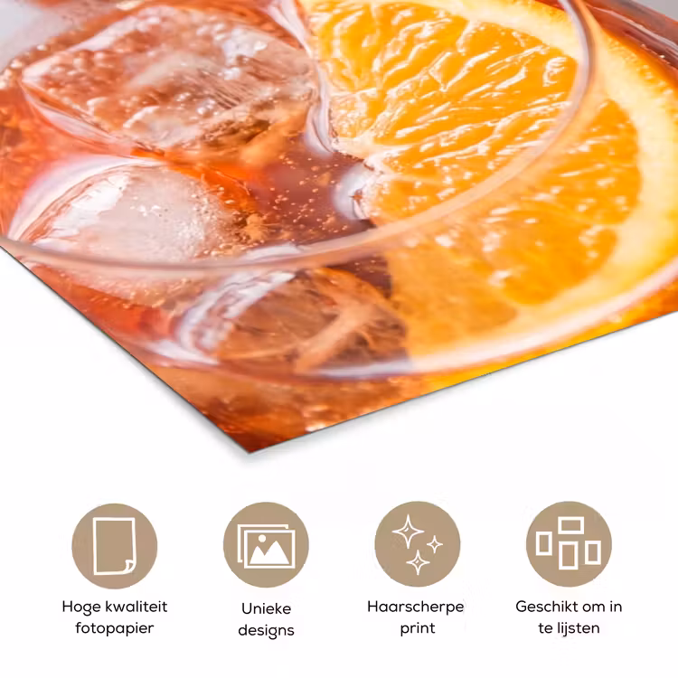 Drank - Sinaasappel - IJs - Zomer - Oranje poster papier klein -closeup_NL