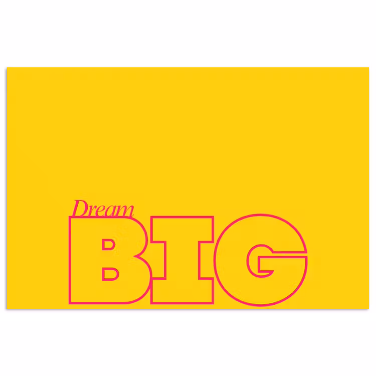 Dream big - Geel - Grafisch poster papier klein -3d