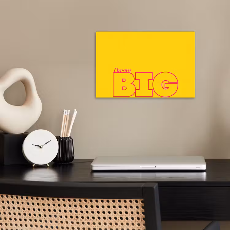 Dream big - Geel - Grafisch poster papier klein -sfeer1