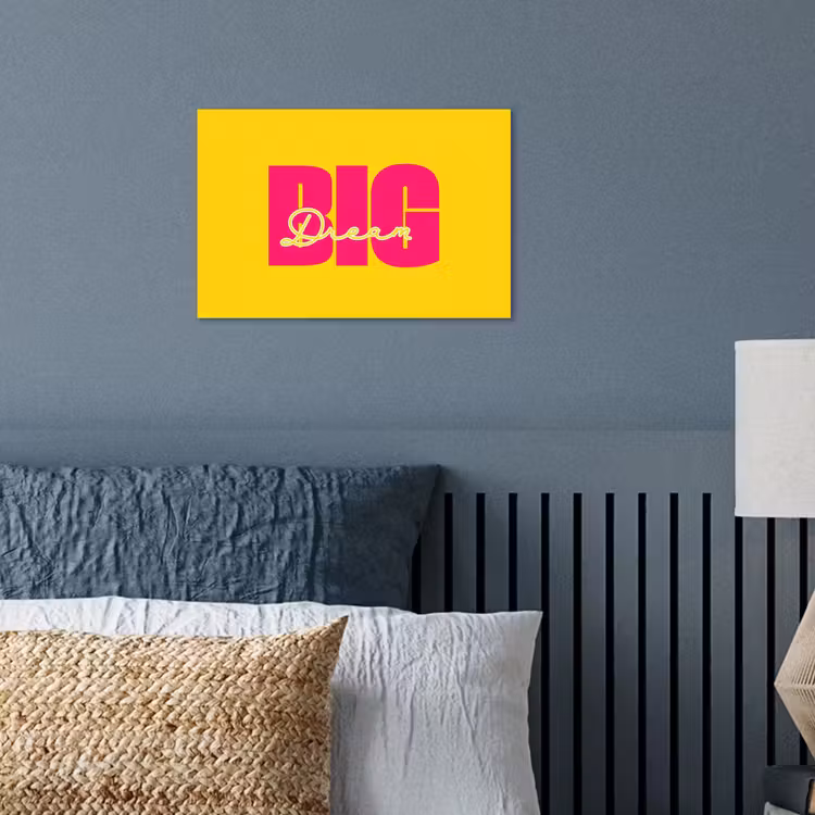 Dream big - Geel - Roze poster papier klein -sfeer2