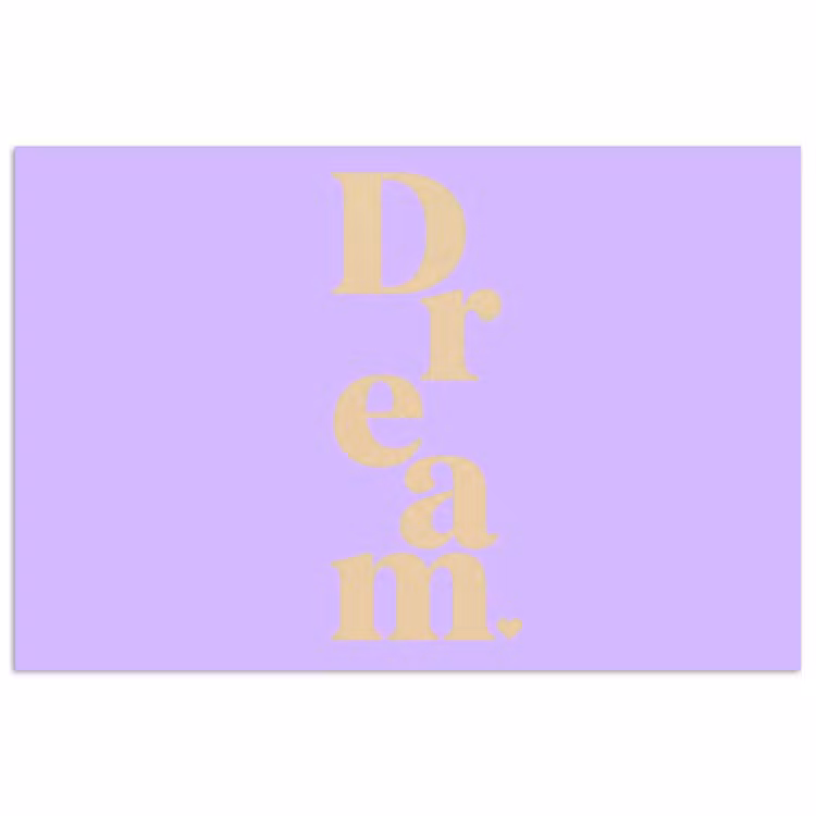 Dream - Paars - Typografisch poster papier klein -3d