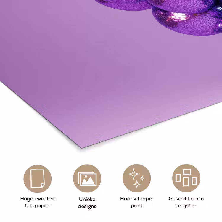 Druif - Disco - Glitter - Paars poster papier klein -closeup_NL