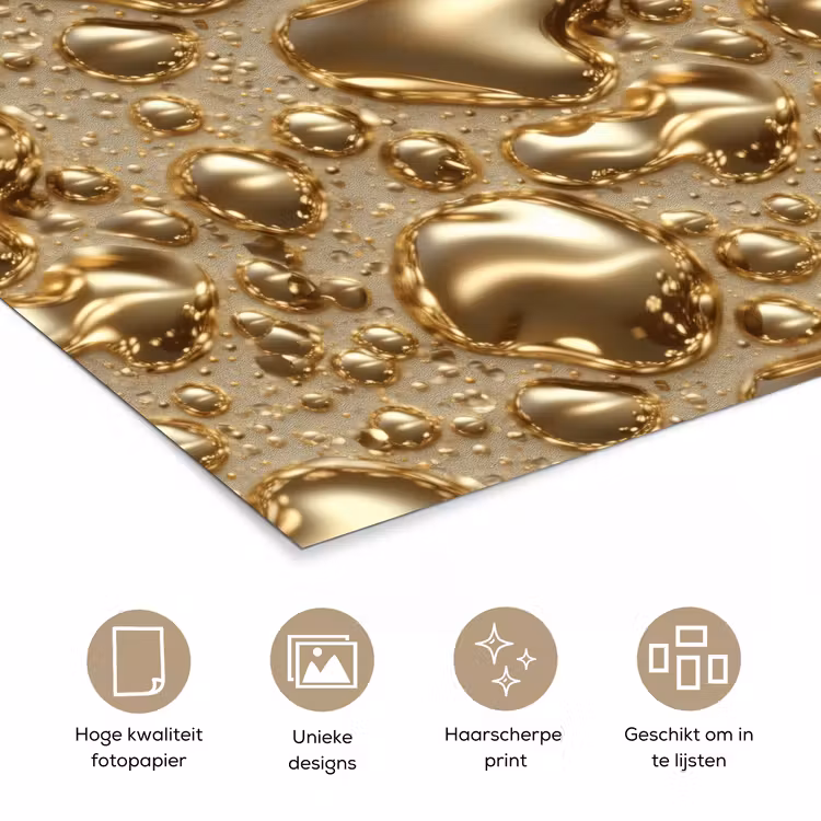 Druppels - Organisch - Goud poster papier klein 62 -closeup_NL