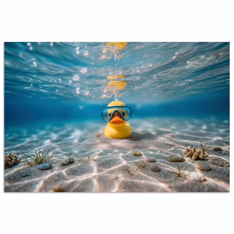 Duikbril - Eend - Water poster papier klein -3d