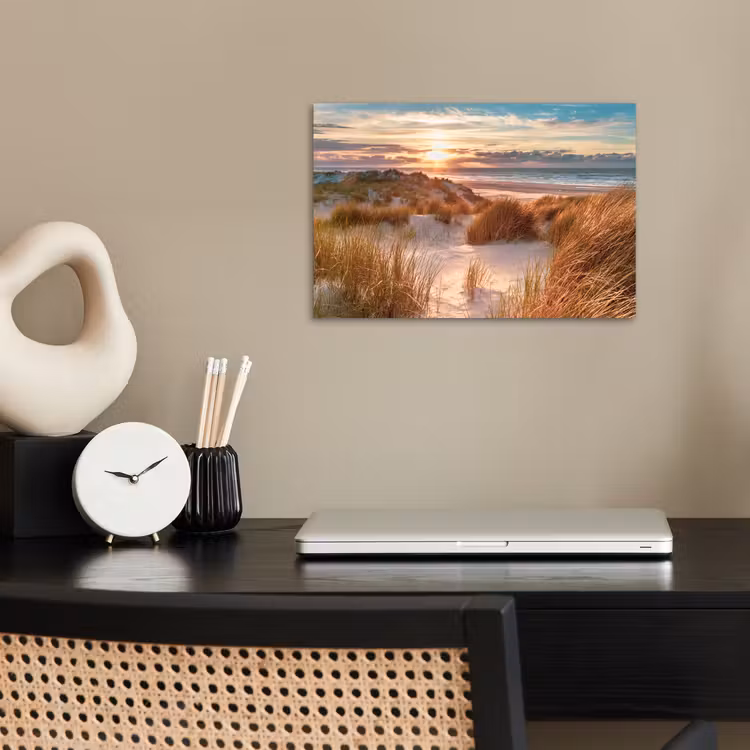 Duin - Planten - Zonsondergang - Strand - Zee poster papier klein -sfeer1