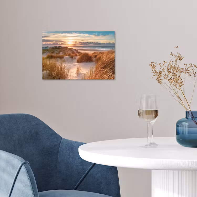 Duin - Planten - Zonsondergang - Strand - Zee poster papier klein -sfeer3