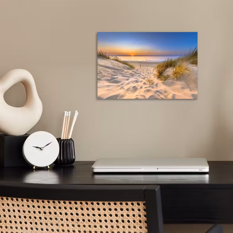 Duin - Zonsondergang - Horizon - Strand - Gras poster papier klein -sfeer1
