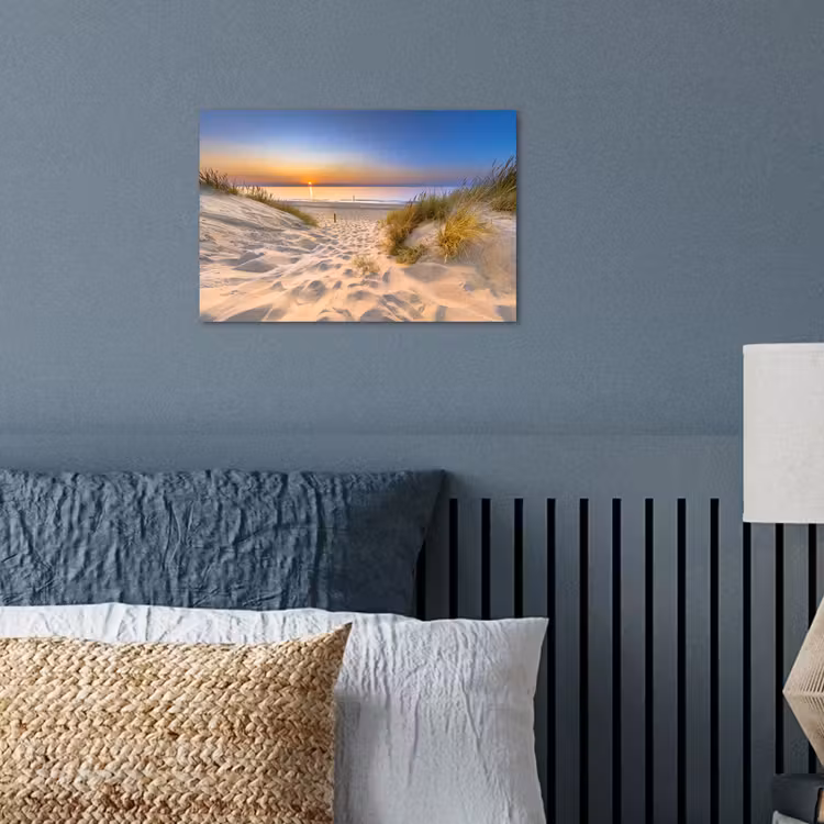 Duin - Zonsondergang - Horizon - Strand - Gras poster papier klein -sfeer2
