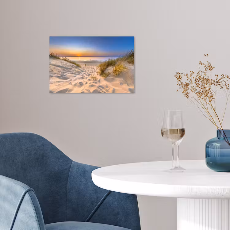 Duin - Zonsondergang - Horizon - Strand - Gras poster papier klein -sfeer3