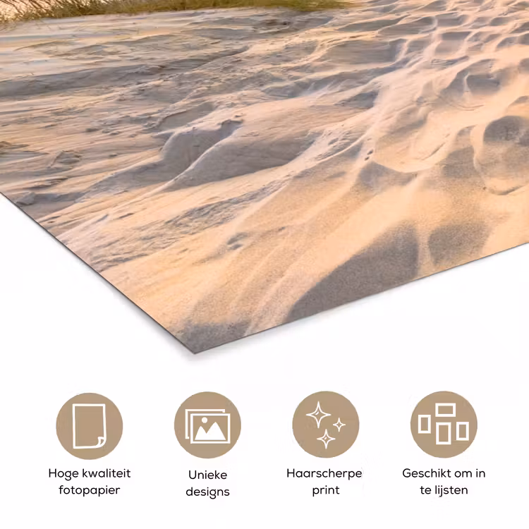 Duin - Zonsondergang - Horizon - Strand - Gras poster papier klein -closeup_NL