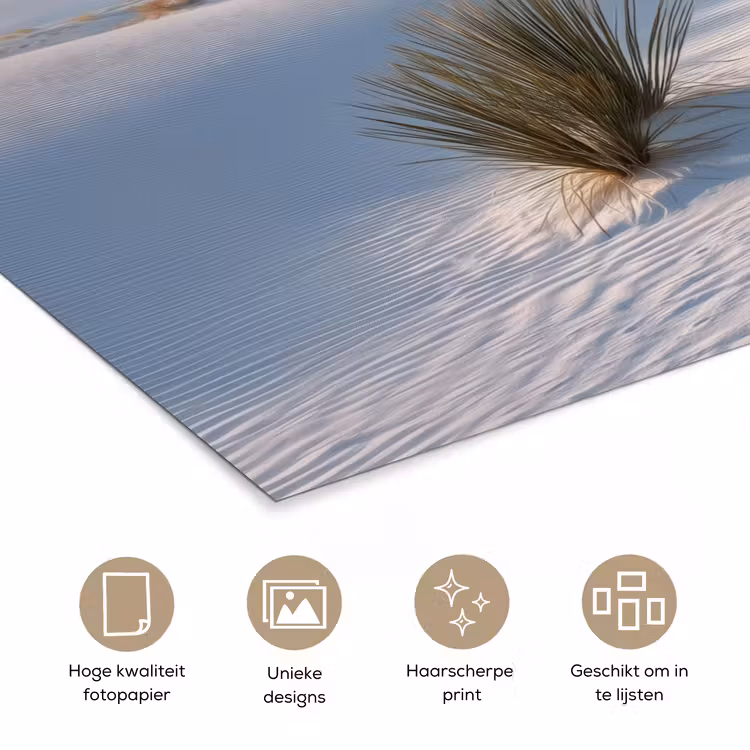 Duinen - Gras - Wolken - Beige poster papier klein -closeup_NL