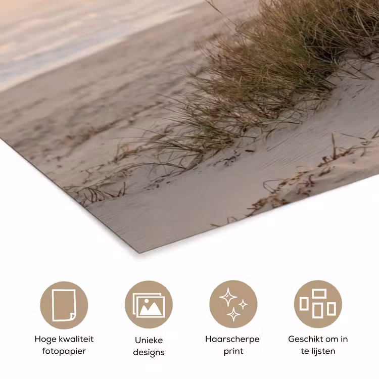 Duinlandschap - Zonsondergang - Strand poster papier klein -closeup_NL