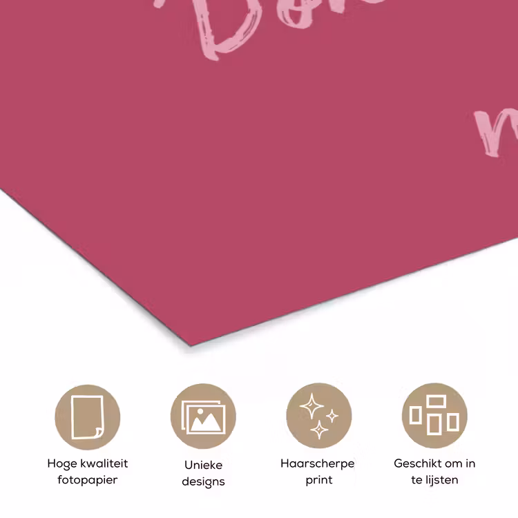 eat me out don't stress me out - Roze - Minimalistisch poster papier klein -closeup_NL