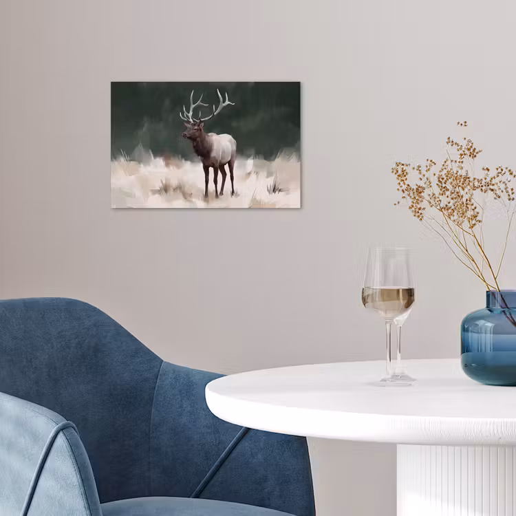 Edelhert - Gewei - Schildering - Rustiek poster papier klein -sfeer3