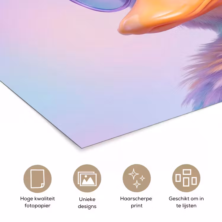 Eend - bril - Pastel poster papier klein -closeup_NL