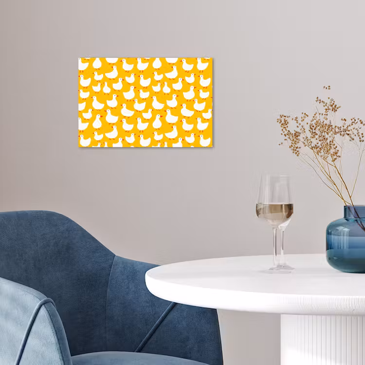 Eendjes - Patroon - Geel poster papier klein 62 -sfeer3