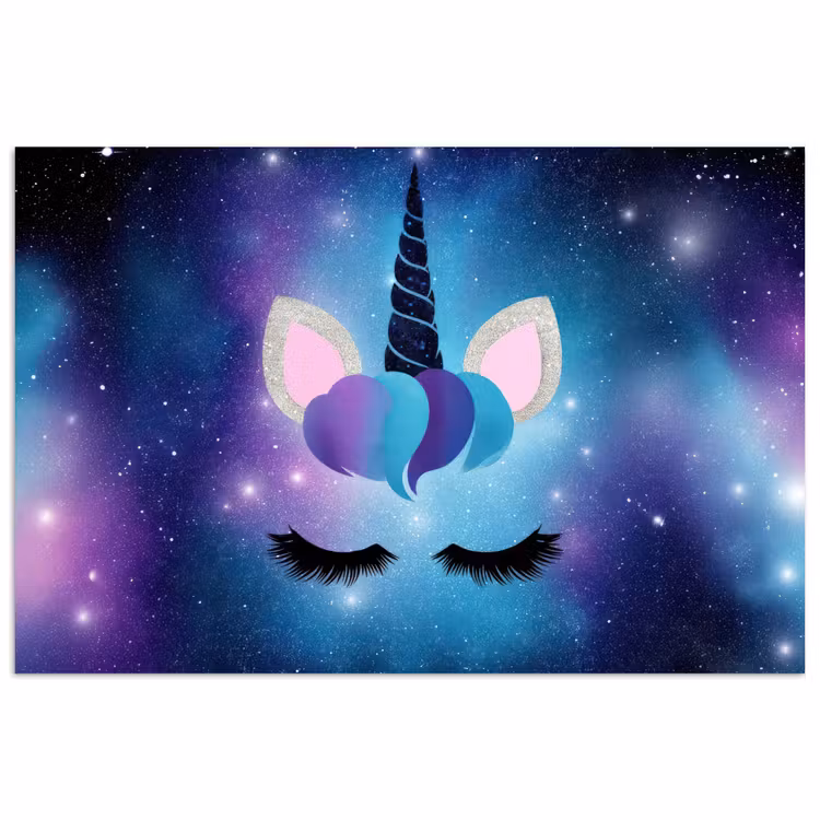 Eenhoorn - Sterren - Magisch - Blauw poster papier klein -3d