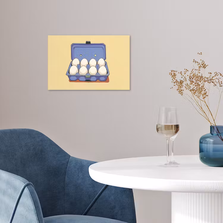 Eieren - Doos - Minimalistisch - Blauw poster papier klein -sfeer3