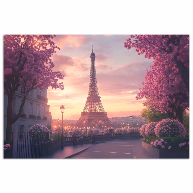 Eiffeltoren - Parijs - Roze poster papier klein -3d