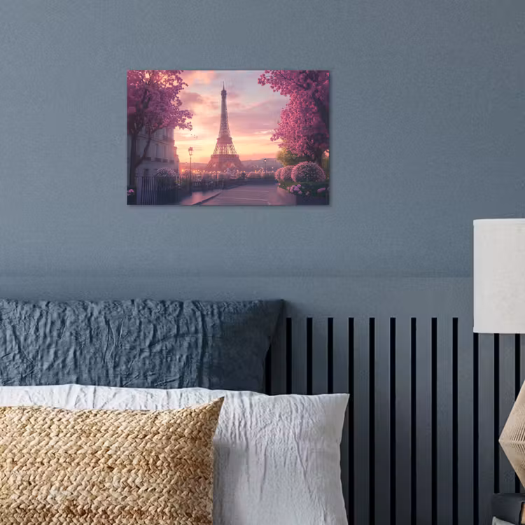 Eiffeltoren - Parijs - Roze poster papier klein -sfeer2