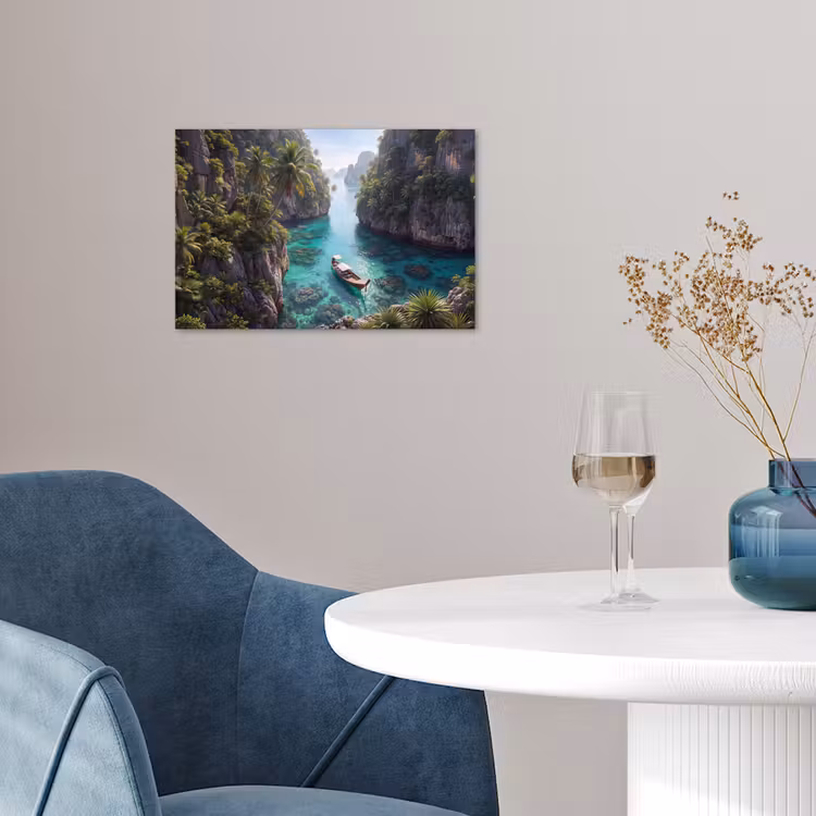 Eiland - Tropisch - Water - Palmbomen - Natuur poster papier klein -sfeer3