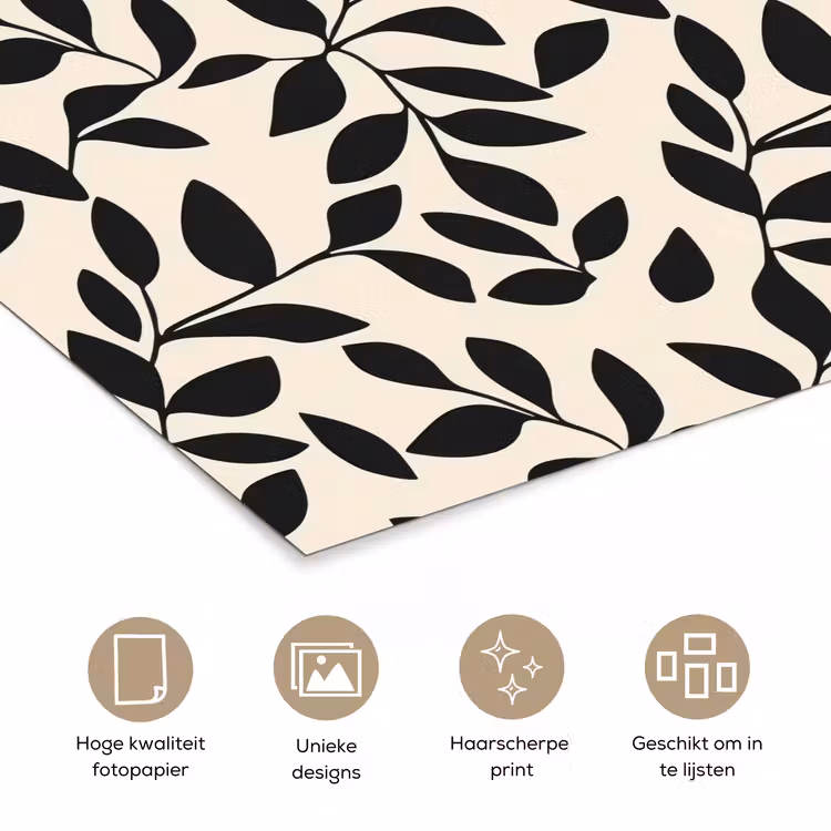 Elegant - Patroon - Zwart - Beige poster papier klein 62 -closeup_NL