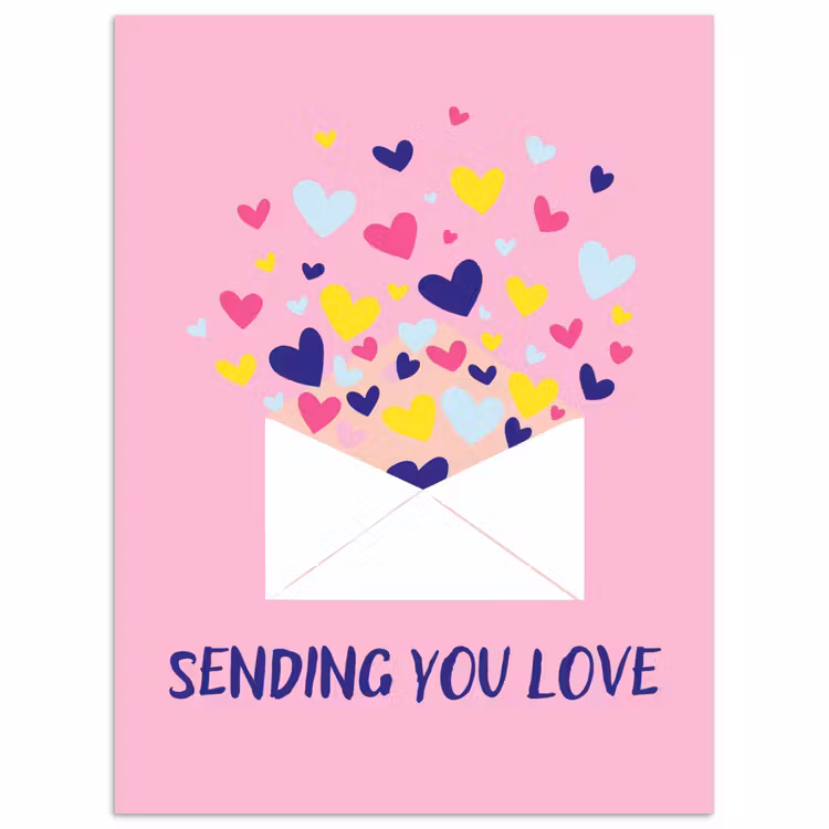 Envelop - Love - Hartjes - Valentijn poster papier klein -3d
