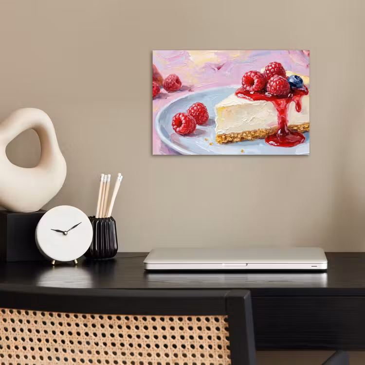 Eten - Cheesecake - Bessen - Abstract - Roze poster papier klein -sfeer1